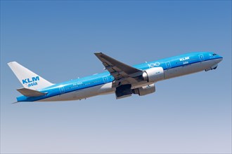 A KLM Asia Boeing 777-200ER aircraft with registration number PH-BQH at Hong Kong Airport