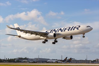 An Airbus A330-300 aircraft of Finnair with the registration OH-LTT at Miami Airport