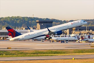 A Boeing 757-300 aircraft of Delta Air Lines with the registration N594NW at Atlanta airport