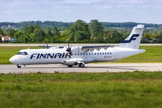 An ATR-72-500 aircraft of Finnair with registration OH-ATI at Gdansk Lech Walesa Airport Gdansk