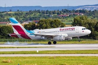 An Airbus A319 aircraft of Eurowings with registration number D-AGWX at Stuttgart Airport