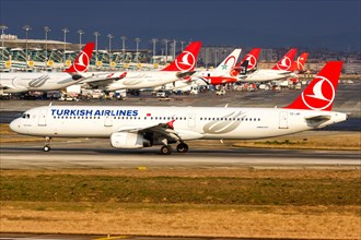 An Airbus A321 aircraft of Turkish Airlines with the registration TC-JRI at Istanbul airport