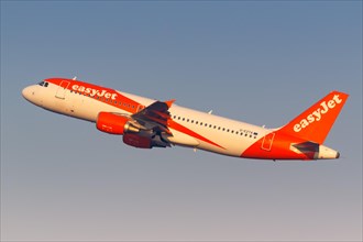 An EasyJet Airbus A320 with the registration G-EZTA at Malpensa airport in Milan
