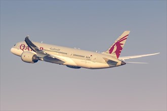 A Qatar Airways Boeing 787-8 Dreamliner aircraft with registration number A7-BCX at Malpensa airport in Milan