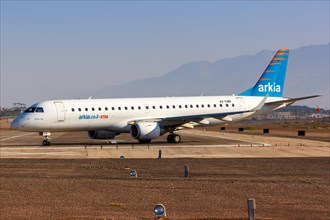 An Embraer 190 aircraft of Arkia with registration number 4X-EMB at Eilat Airport