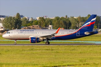An Airbus A320 aircraft of Aeroflot with registration number VP-BTA at Warsaw Airport