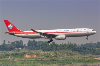 An Airbus A330-300 aircraft of Sichuan Airlines with registration number B-5960 at Chengdu airport