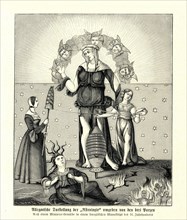 Allegorical representation of astrology surrounded by the three parzen