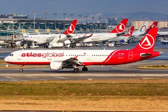 An Airbus A321 aircraft of AtlasGlobal with registration TC-ATE at Istanbul airport