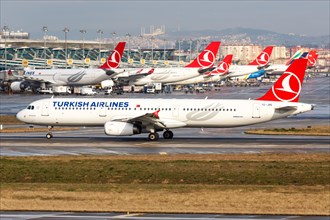 An Airbus A321 aircraft of Turkish Airlines with the registration TC-JRE at Istanbul airport