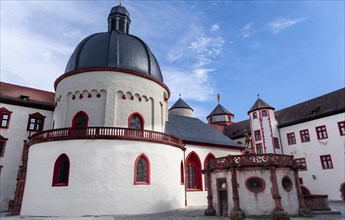 Inner courtyard of Marienberg Fortress with St. Mary's Church