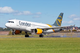 A Condor Airbus A320 with the registration D-AICI at Stuttgart Airport