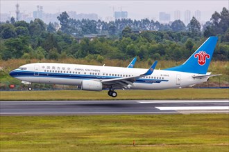 A China Southern Airlines Boeing 737-800 aircraft with registration number B-5042 at Chengdu Airport