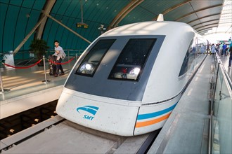 Transrapid Maglev maglev train in Longyang Road station in Shanghai