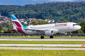 An Airbus A320 aircraft of Eurowings with registration D-AIZV at Stuttgart Airport