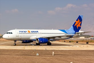 An Israir Airbus A320 with registration number 4X-ABS at Eilat Airport