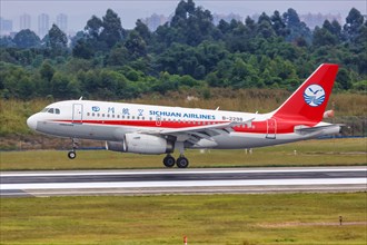 An Airbus A319 aircraft of Sichuan Airlines with registration number B-2298 at Chengdu airport