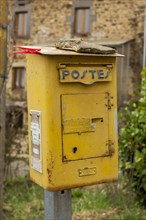 Old french metal postbox in countryside
