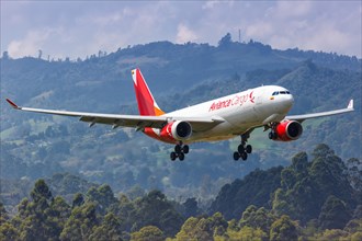 An Avianca Cargo Airbus A330-200F aircraft with registration N335QT lands at Medellin Rionegro Airport