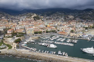 Aerial view Sanremo with bastion and harbour