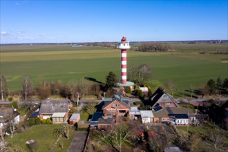 Aerial view of the lighthouse Steindeich near Kollmar