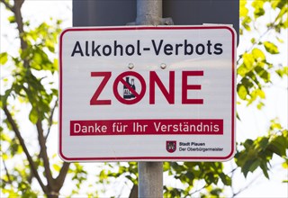 Sign for alcohol prohibition zone in the city centre