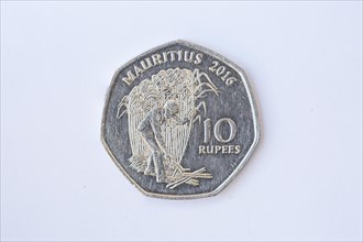10 rupees coins of the Republic of Mauritius. Beau Bassin Mauritius