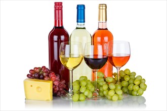 Wine cheese wines white wine red wine rose grapes grapes isolated exempted