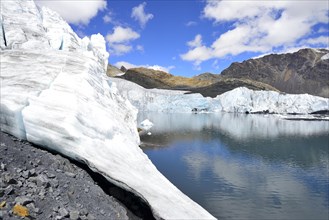 Glacier Pastoruri reflected in the lake