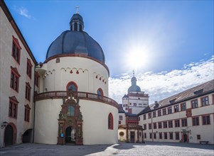 Inner courtyard of Marienberg Fortress with St. Mary's Church