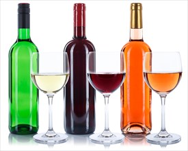 Wine Bottles Glass Wine Bottles Wine Glass Red Wine White Wine Rose cut out Isolated