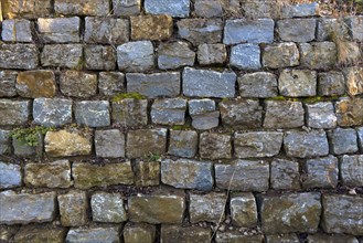 Dry stone wall with granite stones