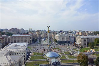 View from Hotel Ukrajina over the Independence Square Majdan Nesaleshnosti with National Academy of Music