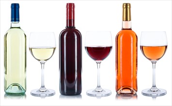 Wine bottles wine bottles wine glasses glasses red wine rose white wine alcohol exempted exempt isolated