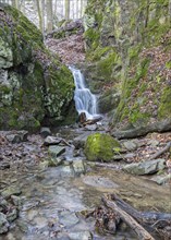 Waterfall from the Buschbach in the Somsdorfer Klamm