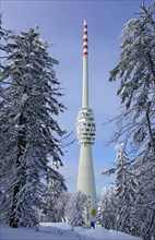 SWR broadcasting tower Hornisgrinde in winter landscape