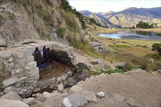 Caught spring in the Inca ruin complex of Inti Watana
