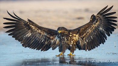 Flying white-tailed eagle