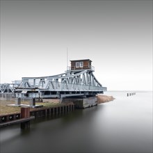 Historic Meiningen Bridge at the Baltic Sea. Last swing bridge