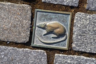 Paving stone with image of a rat