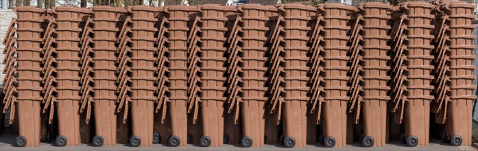 Stacked organic bins at a recycling yard Bavaria