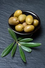 Greek olives from Chalkidiki in small bowls