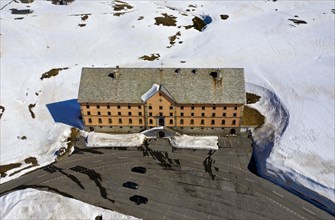 Simplon Hospice on the Simplon Pass in winter