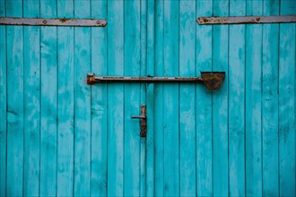 Turquoise garage door