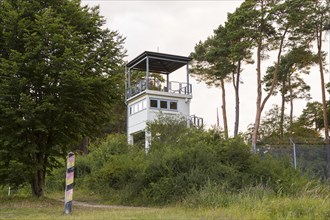 Former US observation tower with border posts at Point Alpha