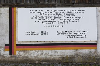 Historical sign at the former inner-German border in Moedlareuth