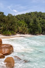 Beach Anse Georgette sea water on Praslin