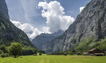 Lauterbrunnen Valley with waterfall