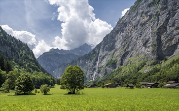 Lauterbrunnen Valley with waterfall