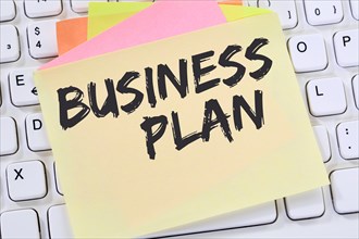 Business plan business plan analysis strategy success company enterprise concept note computer keyboard